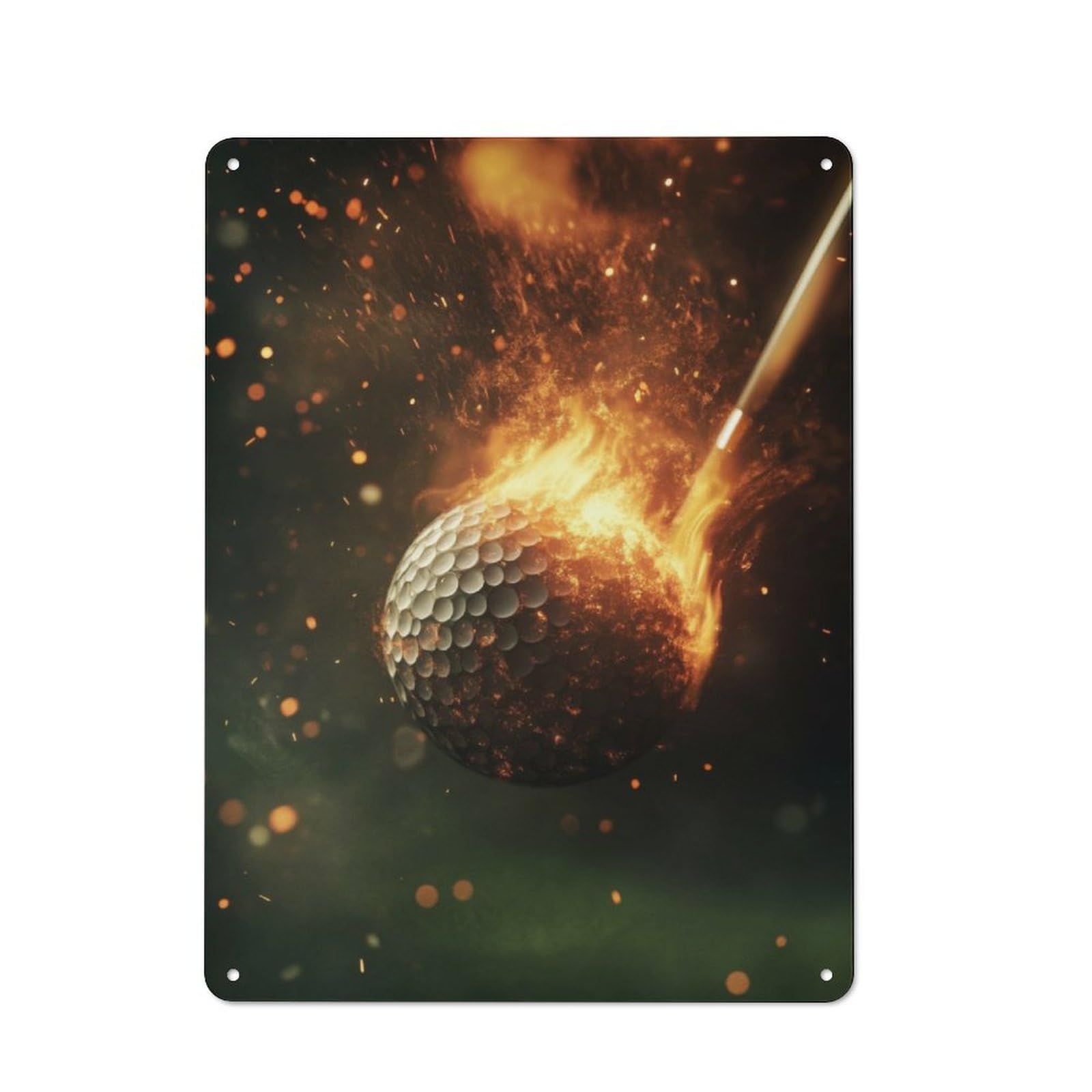 Junmoney Flaming Golf Ball Tin Wall Plaque 40X30cm With For Guest Room Or Hallway, For Metal Sign Collectors, For Garage And Workshop Walls