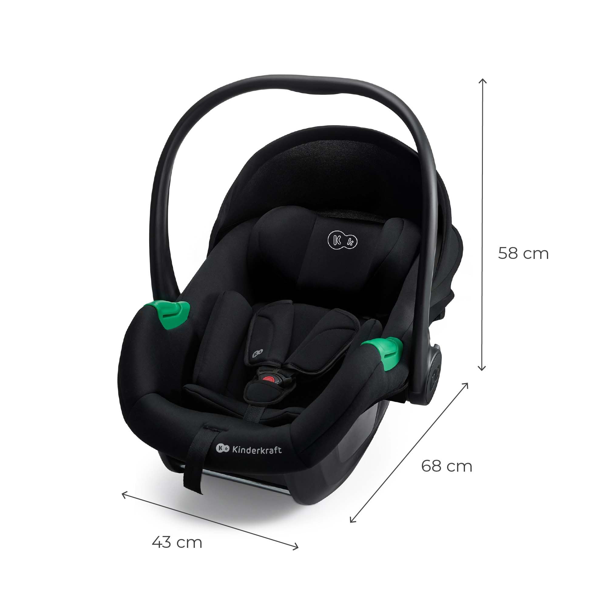 Kinderkraft MINK PRO 2 i-Size 40-87 cm Autositz, Tragesitz von Geburt an Gruppe 0+, verstellbares Kopfpolster, Einlage für die Kleinsten im Lieferumfang enthalten, Schwarz