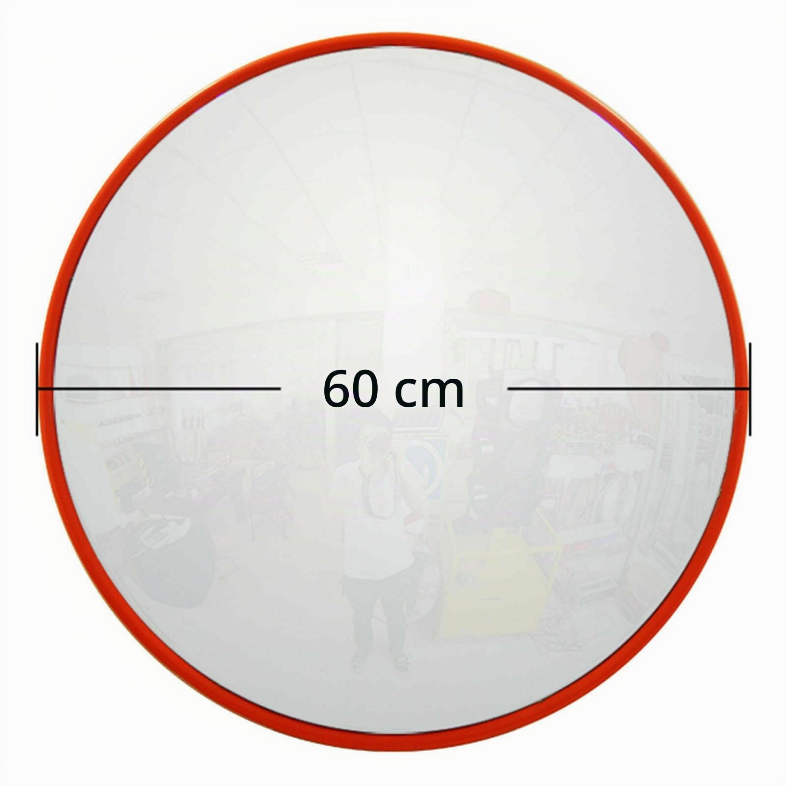 Espejo convexo de tráfico de 60 cm, gran angular de 130°, resistente a la intemperie, espejo panorámico de seguridad con soporte de pared, para garaje, tráfico, calzadas, patio