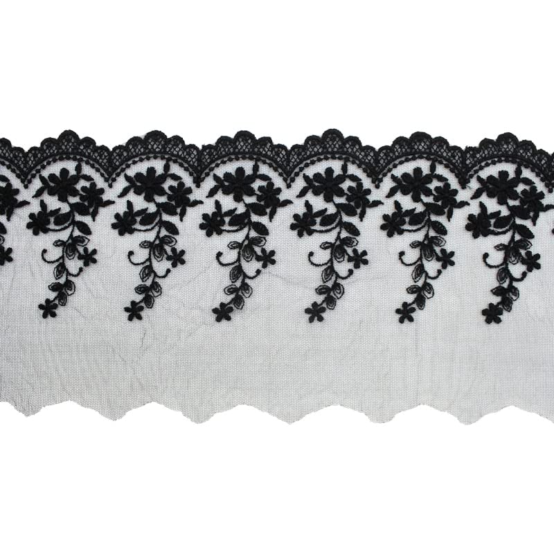 Ruban en dentelle, Dentelle élégante en coton brodée, 5 yards/lot, largeur 15 cm