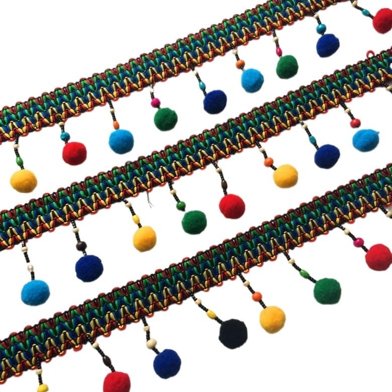 Adorno de flecos con borlas y cuentas de 5 yardas, 1 pieza