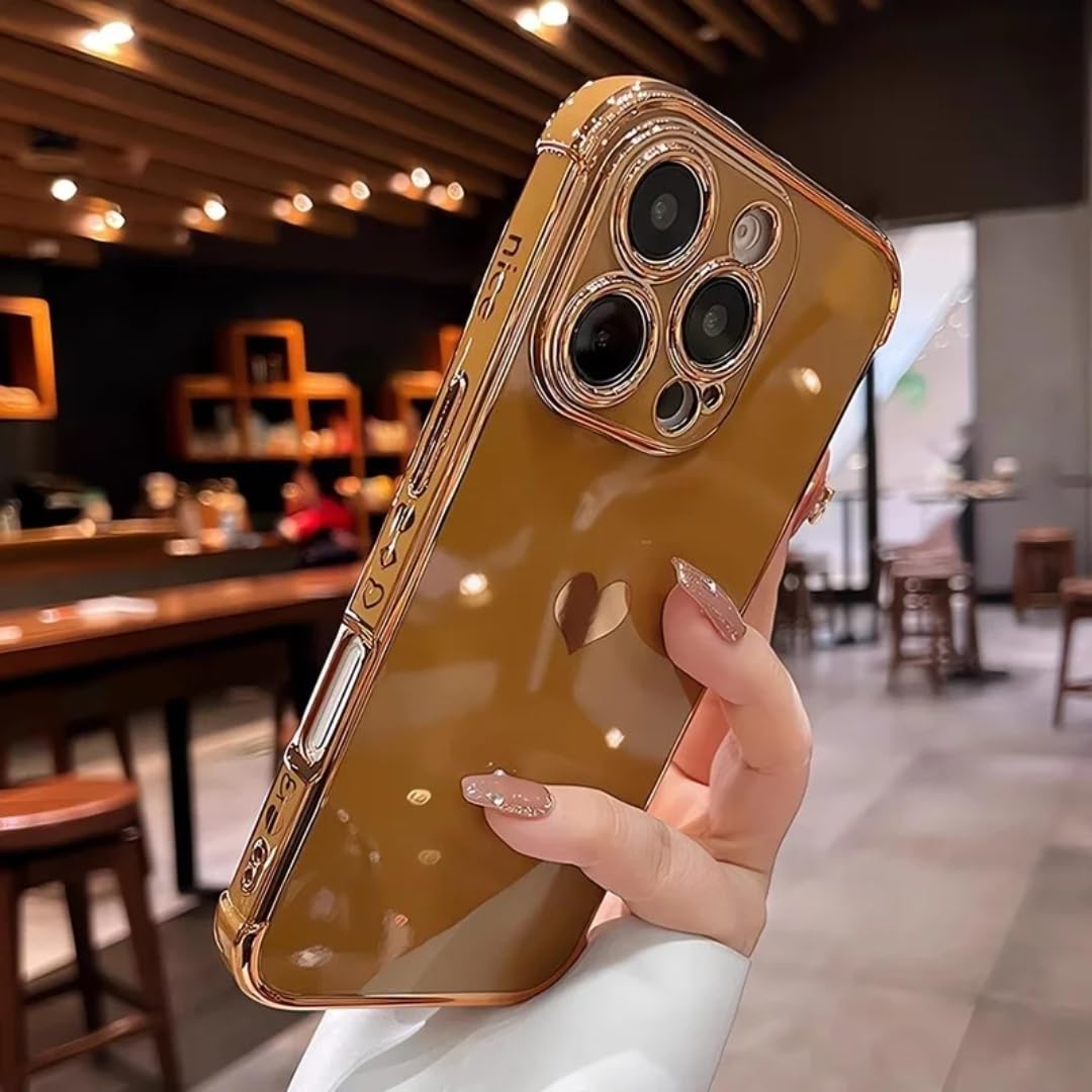 Amazon.co.jp: RNOZX iPhone 12 Pro用メッキハートレーザーオーロラ