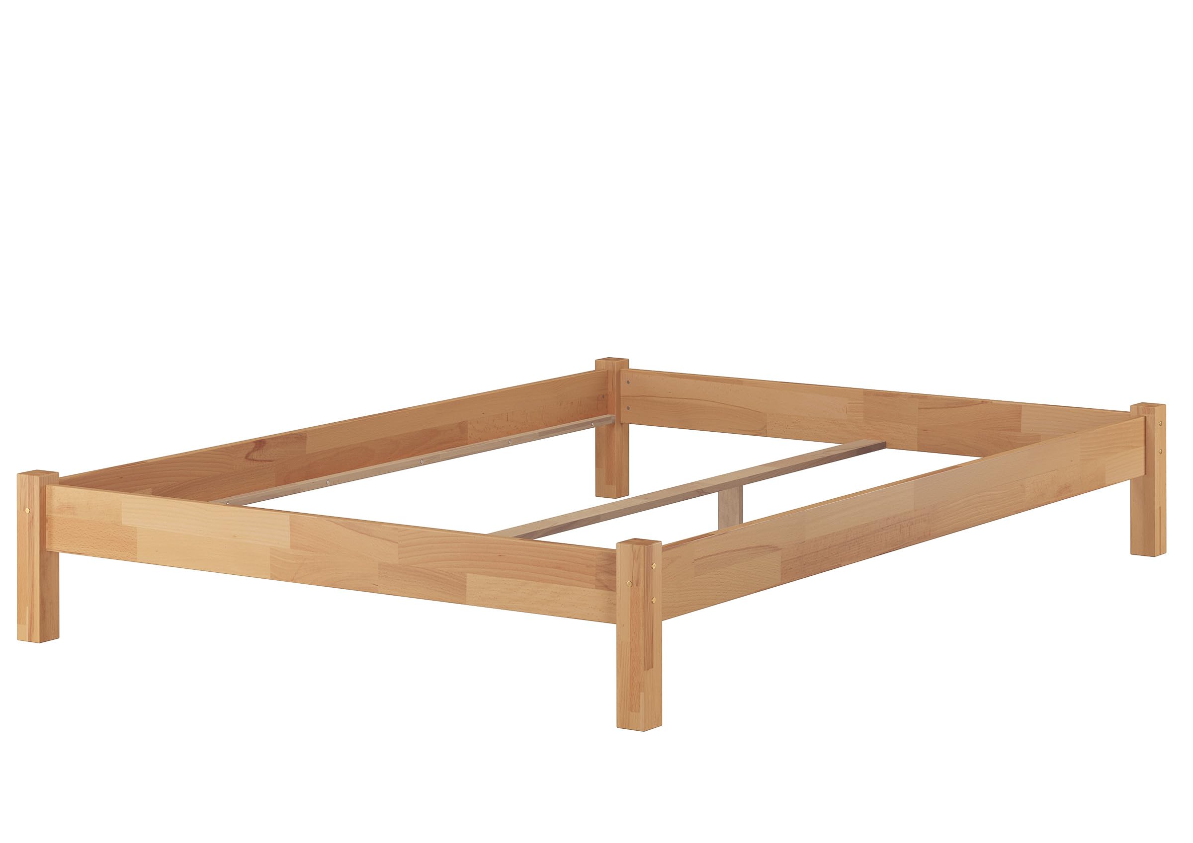 Erst-Holz®Niedriges Doppelbett Massivholzbett Buche 160 x 200 cmohne Zubehör