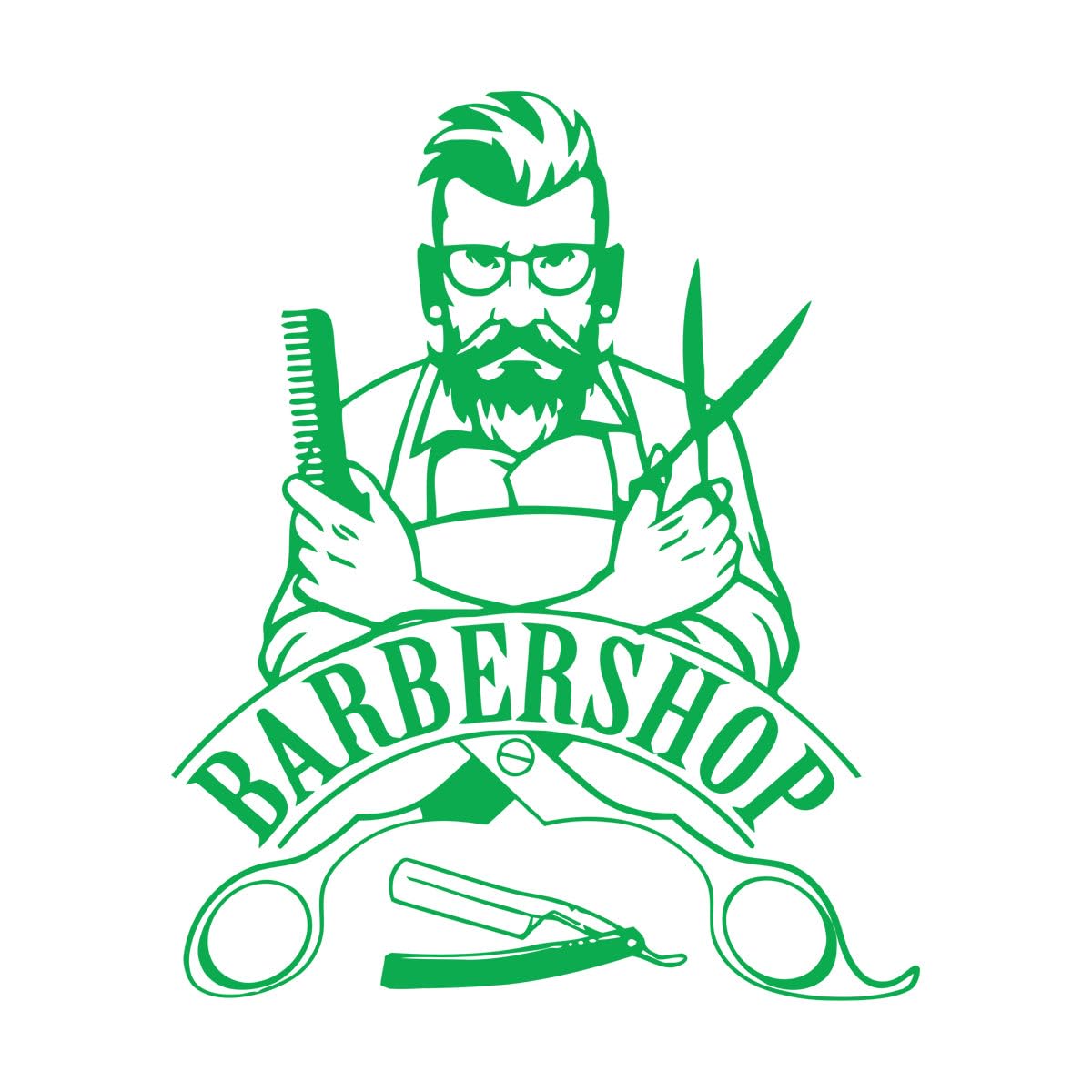 Barber Shop Sign Wall Decals Removable Hipster Vinyl Stickers Beauty Salon Window Sticker Barbershop Decoration Art Mural Small - 42x51cm