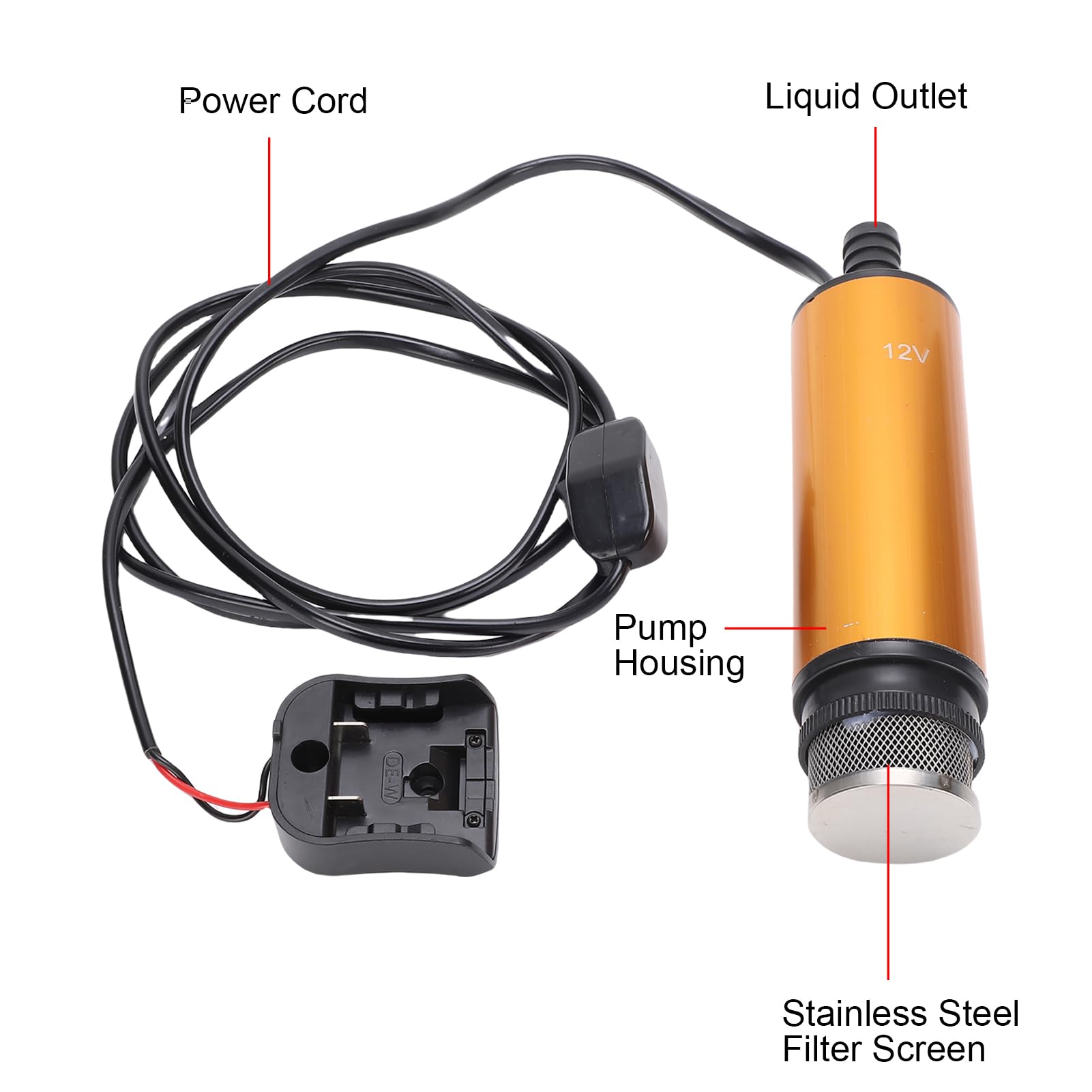 Fockety Bomba eléctrica de trasvase de agua para batería, sumergible de 120 W con chip de protección inteligente, autocebante con sifón automático para vaciado de piscinas