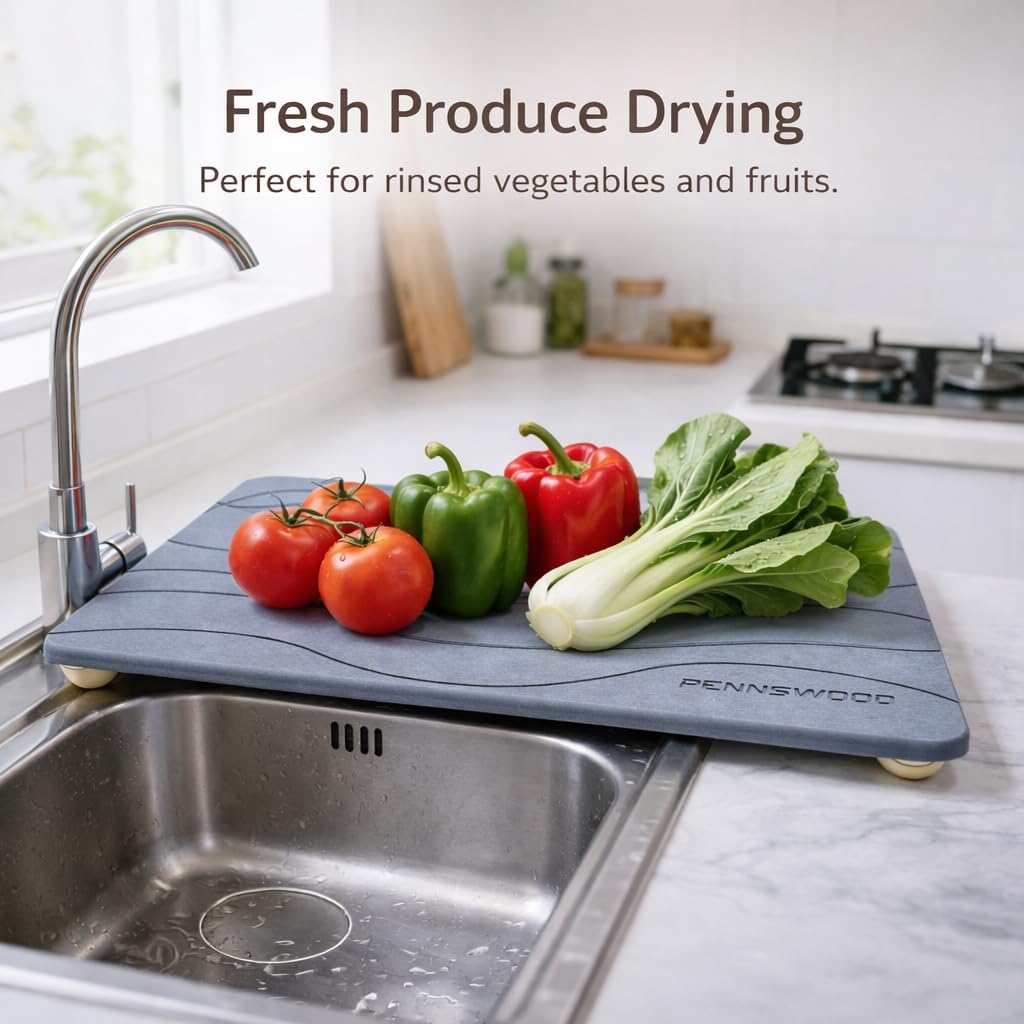 2 Pcs Stone Drying Mat for Kitchen Counter, 24"x16" + 16"x12" Large Stone Dish Drying Mats, Ultra Absorbent Diatomaceous Earth Dish Drying Mat, Quick Dry Stone Mat for Kitchen Dish Rack