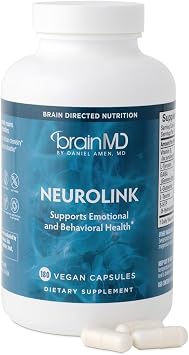 BRAINMD Dr Amen NeuroLink - 180 Capsules - Promotes Optimal Brain Function, Focus & Concentration - Gluten Free - 45 Servings