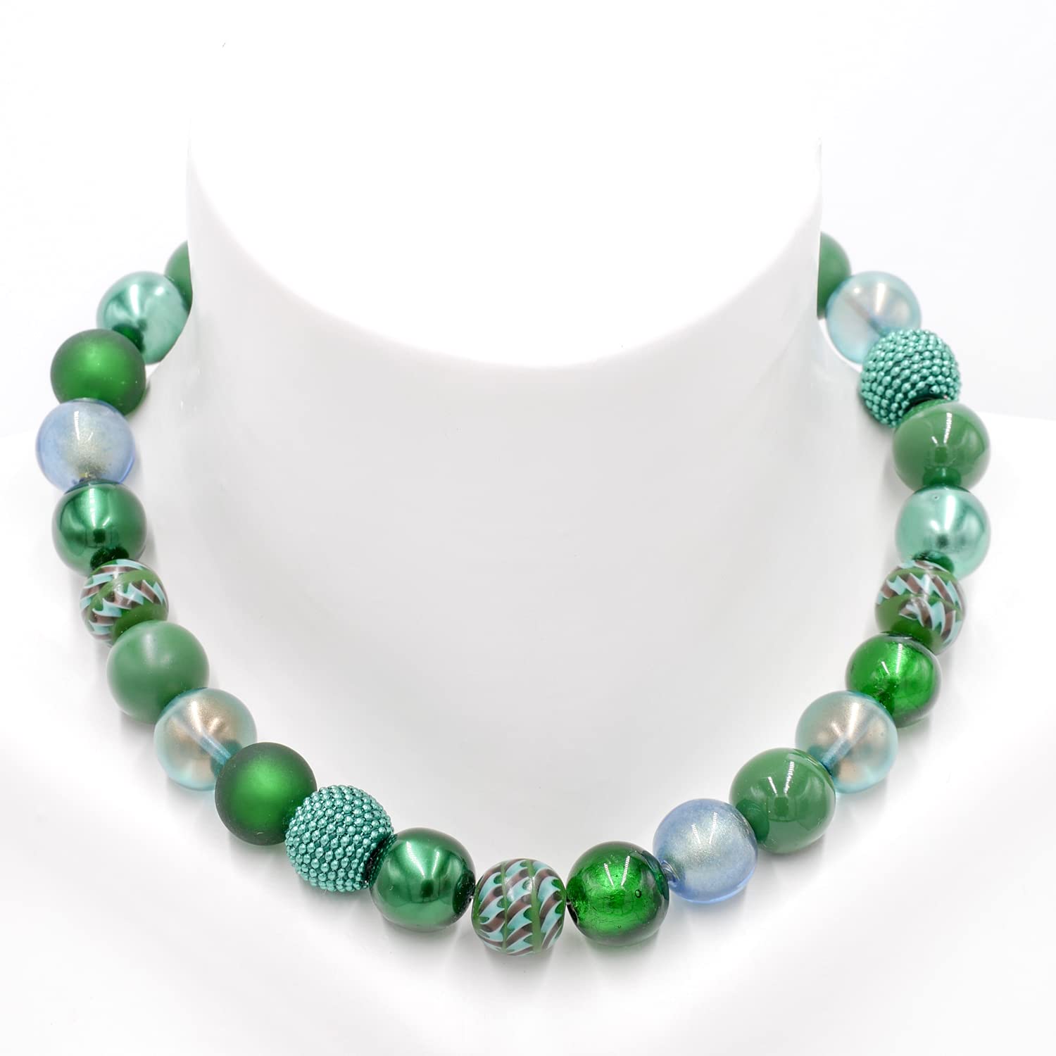 Perlenkette Halskette Damen Handmade 45 cm Statement Kette