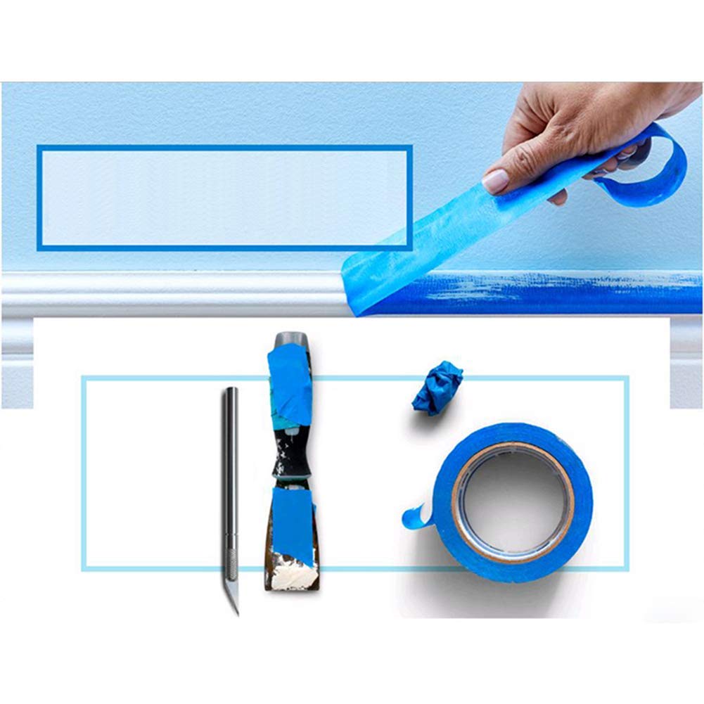 3 Rouleaux Ruban De Masquage De Peinture 25Mm X 50 M Bleu Ruban Adhésif