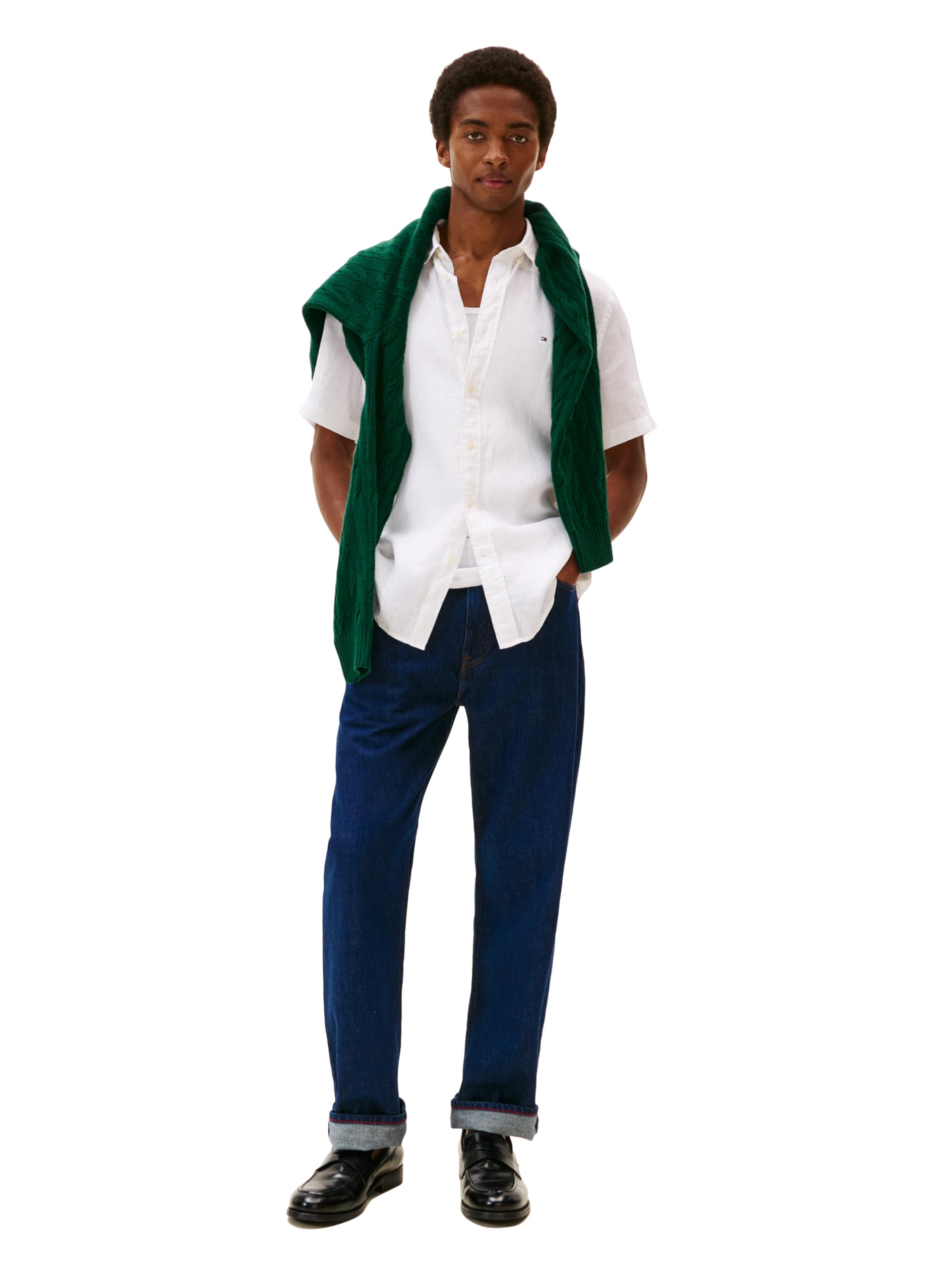 Tommy Hilfiger Herren Short Sleeve Casual Linen Button Down Shirts in Regular Fit Kurzärmelige, lässige Leinenhemden mit Knopfleiste in normaler Passform (1er Pack)