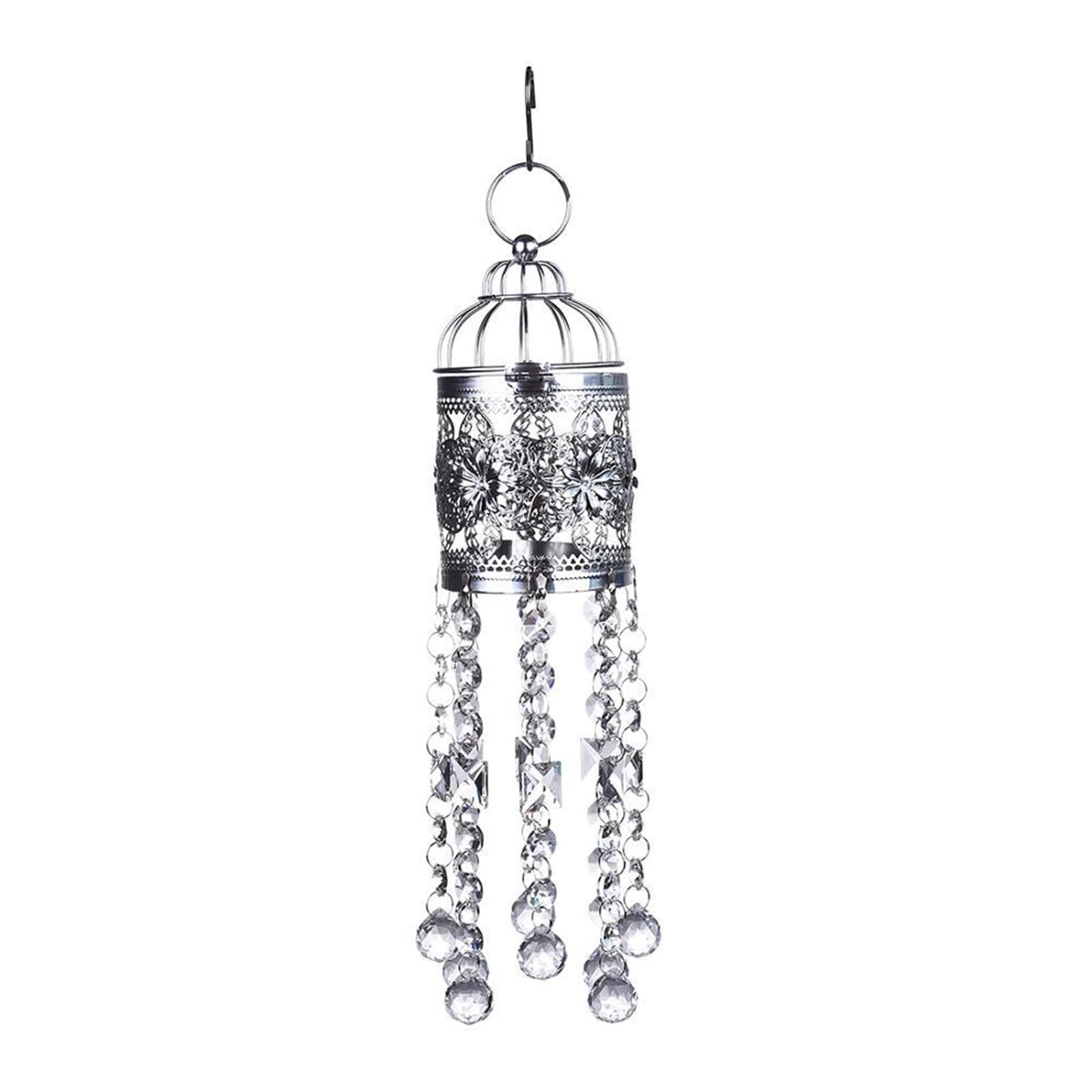 Ppqiru Silver Crystal Prism Wind Chimes Outdoor Suncatcher Birdcage Suitable For Home Garden Fengshui Decoration For Decoration