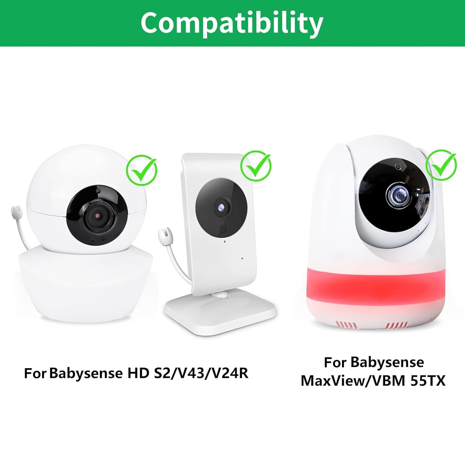 Uchwyt ścienny do kamery dla niemowląt, kompatybilny z kamerą wideo Babysense V43/HDS2/V24R, regulowany uchwyt na kamerę dla niemowląt, idealny kąt widzenia i łatwa instalacja bez wiercenia