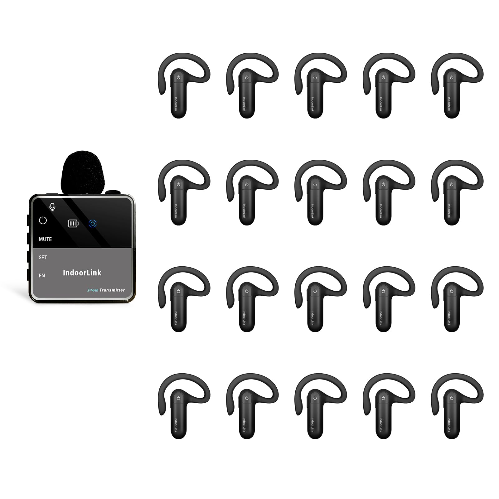 IndoorLink Lavalier Wireless Tour Guide System, Tour Guide Audio System, Noise Reduction, Whisper Wireless Tour Guide Headsets Set for Churches, Factory Visit,Museum Visit, Exhibition, Court. (1T20R)