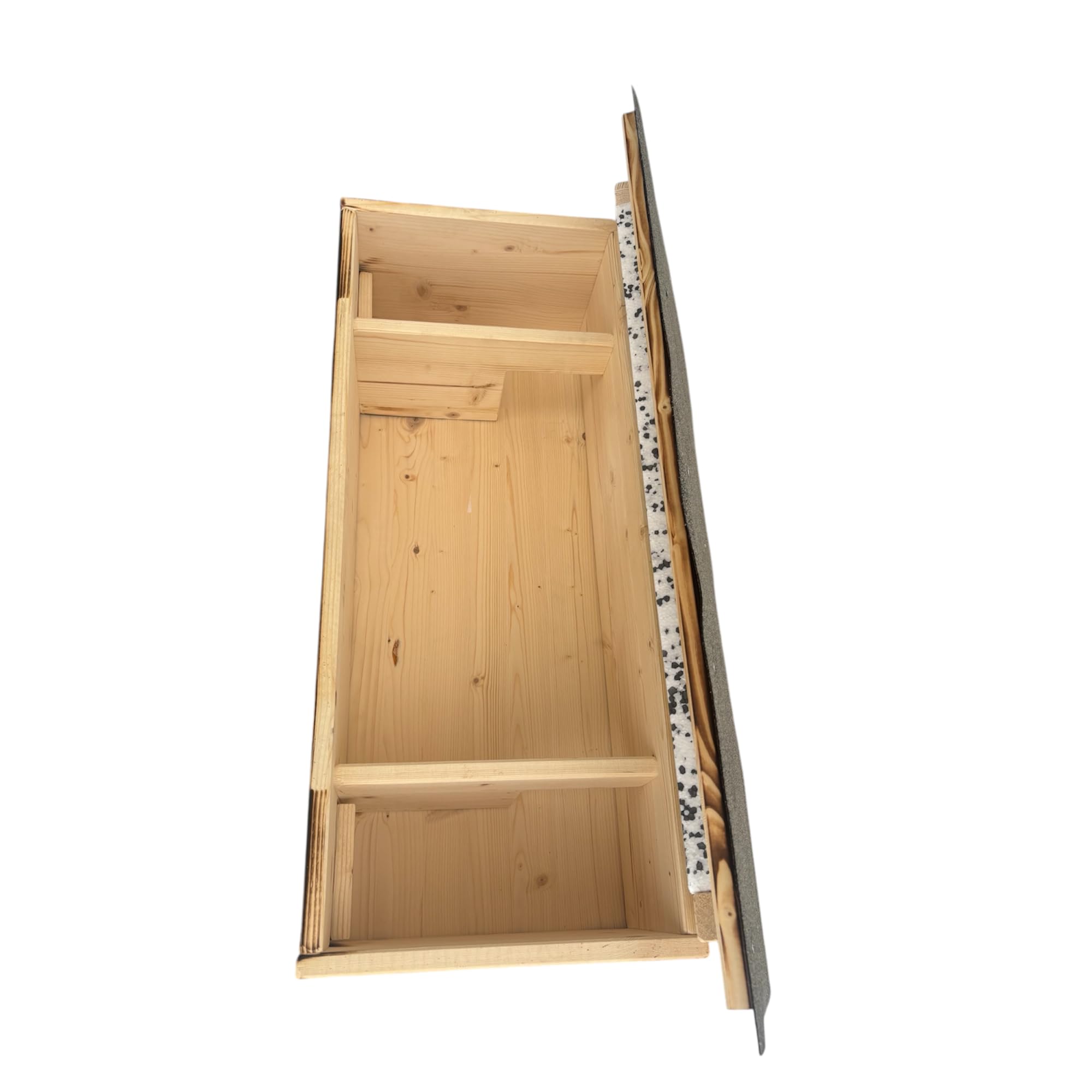 Generisch Igelhaus XL Winterquartier für Igel, Handgefertigt aus Holz, 84x40x25 cm, mit Boden, Rattenklappen, Dachpappe, Isolierung und Stroh, Geflammt