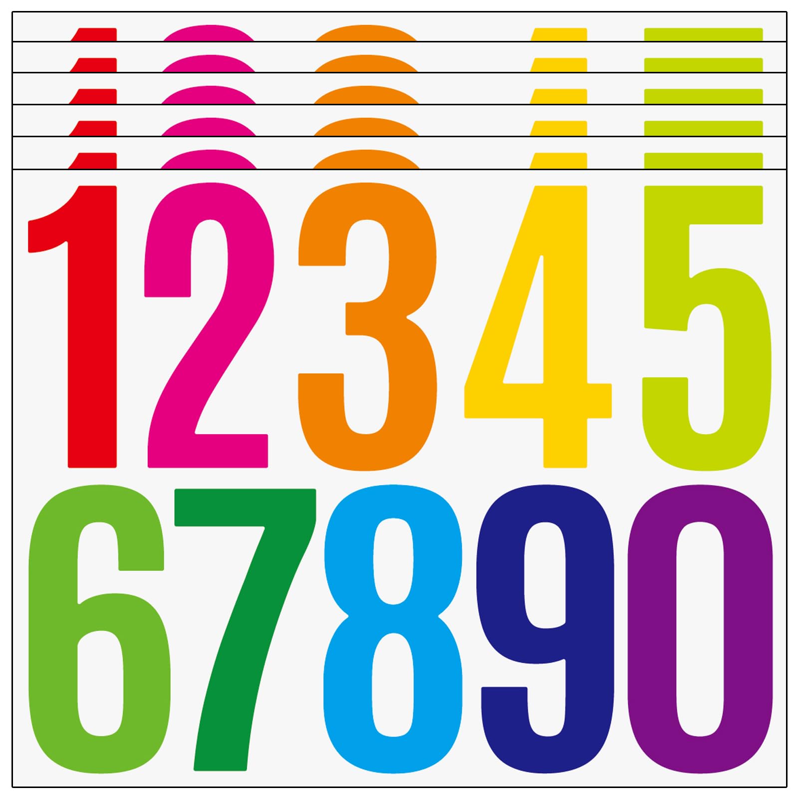 Colorful Mailbox Numbers Stickers, 60 PCS Self Adhesive Vinyl Waterproof House Numbers, 6 Sheets Large 3 Inch 0-9, for Mailbox, Signs, Door, Cars,