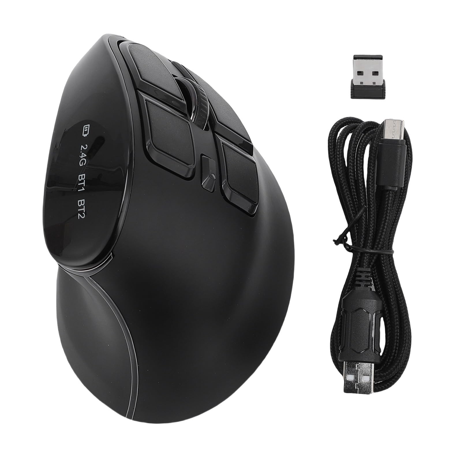 Goshyda Ratón Vertical Ergonómico, Modo Dual Inalámbrico Bluetooth 2.4G