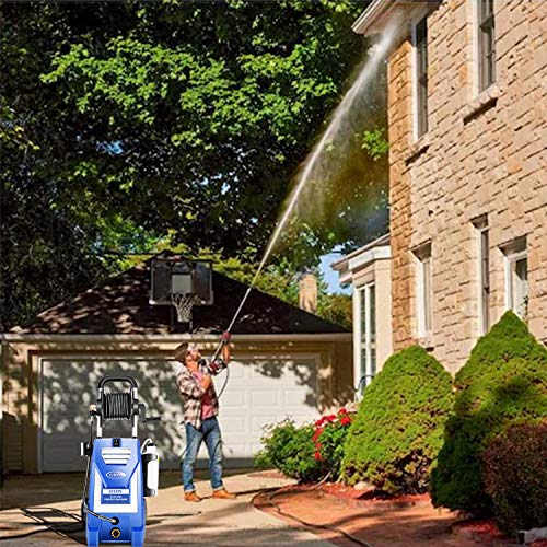 mrliance 3800PSI Electric Pressure Washer 2000W 3GPM High Pressure Power Washer Car Washer with Hose Reel, 5 Adjustable Nozzles, Soap Bottle (Blue)