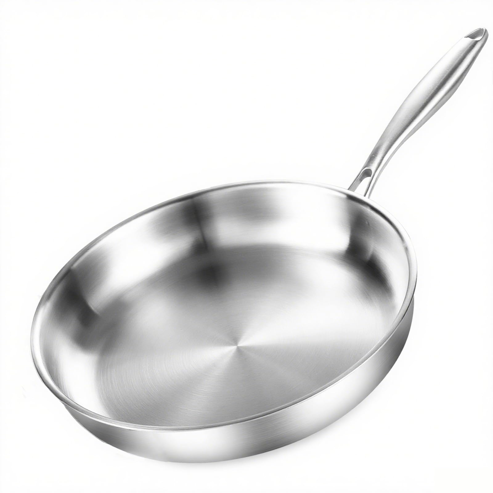 DELARLOCHEF Dreilagige Edelstahl Bratpfanne 20cm,Edelstahlpfanne Unbeschichtet,Induktions Pfanne,Hocheffiziente und Energieeffiziente Pfannen für Steak,Ei,7.8-Zoll