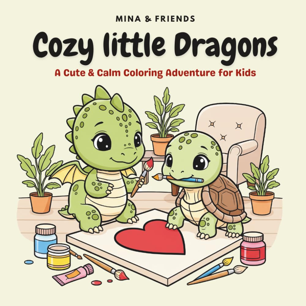 Cozy little Dragons: A Cute & Calm Coloring Adventure for Kids