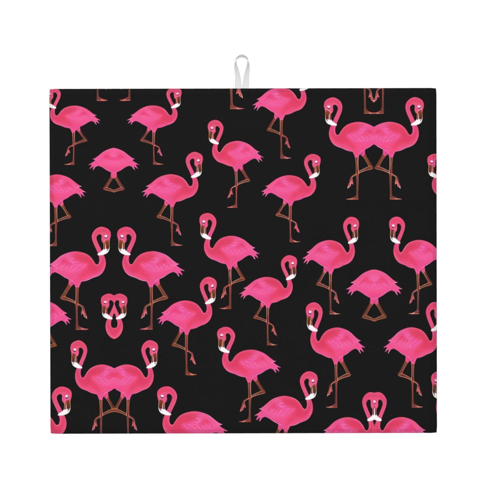 HJFCZH Lovely Pink Flamingos Prints Kitchen Drying Mat – High-Capacity Absorbent Dish Cover, Engineered with 4x Weight Absorption, Durable Microfiber & Composite Foam Construction