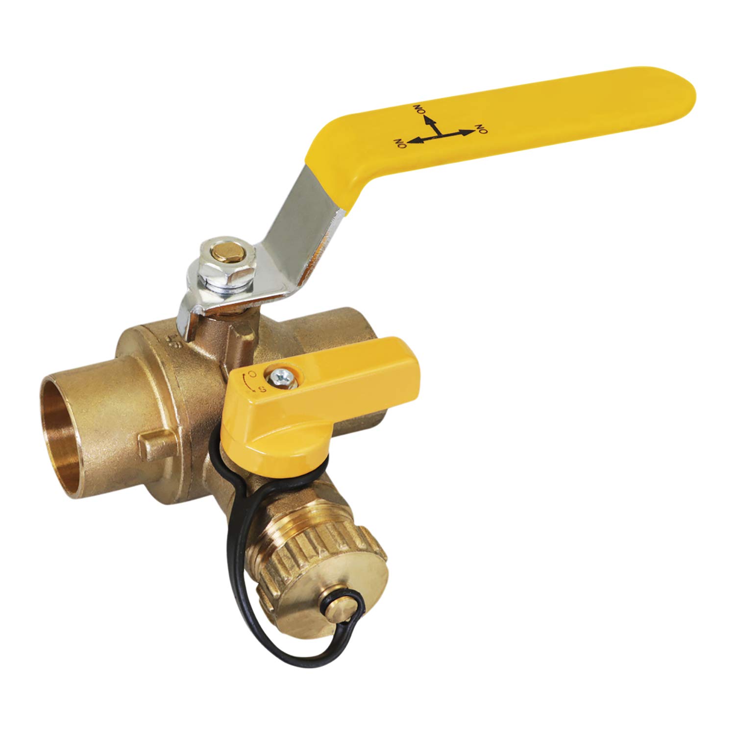 Midline Valve 928D223 Zawór kulowy wysokiego spustu, oczyszczacz do czyszczenia systemu rurowego, 3-kierunkowa regulowana ścieżka przepływu, uchwyt odwracalny 2,5 cm, przyłącze potu, mosiądz