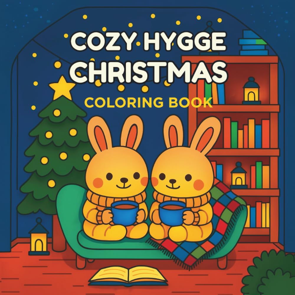 Cozy Hygge Christmas Coloring Book: Cute & relaxing holiday illustrations with bold outlines – perfect for cozy family fun, kids, teens & adults