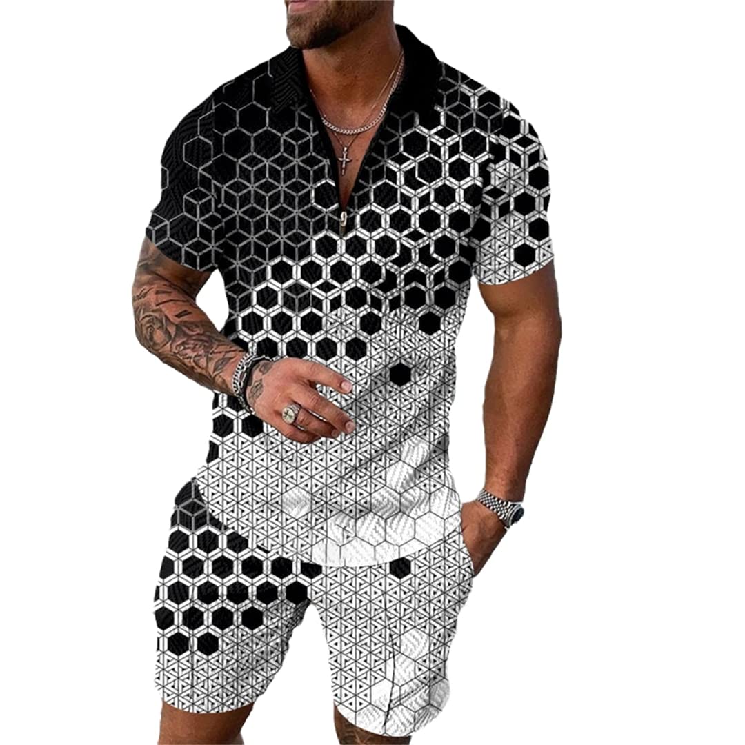 Letni hawajski dres treningowy, odzież męska, spodnie polo, zestaw 2 szt, 116, 3XL