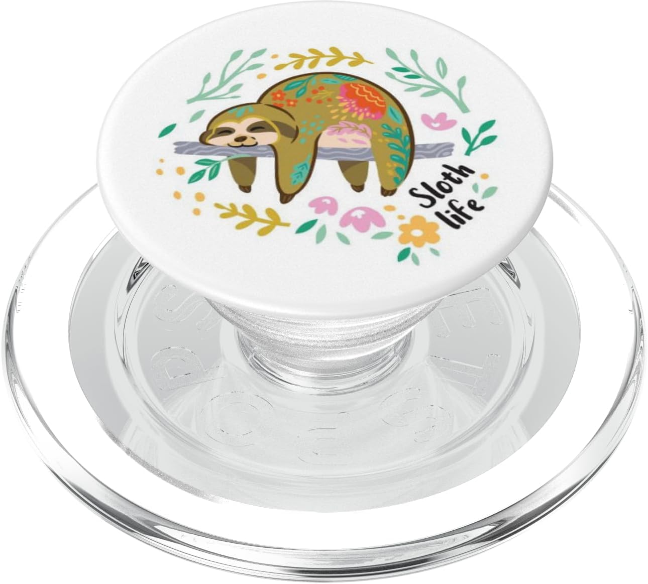 "Sloth Life" - Cute Sloth Sleeping on a Branch PopSockets PopGrip: Swappable Grip for Phones & Tablets PopSockets PopGrip for MagSafe
