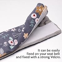 Vista 4 de DILIMI Funda para el cuello del asiento de automóvil para bebé, 2 almohadillas para cinturón de asiento de automóvil, protectores de correa