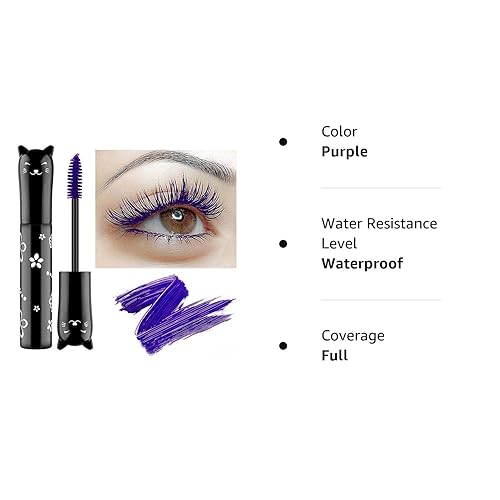 Miniatura 8 de Máscara de pestañas moradas, maquillaje voluminoso, impermeable, de color, mejor beneficio, alargamiento, rizamiento, definición, natural,
