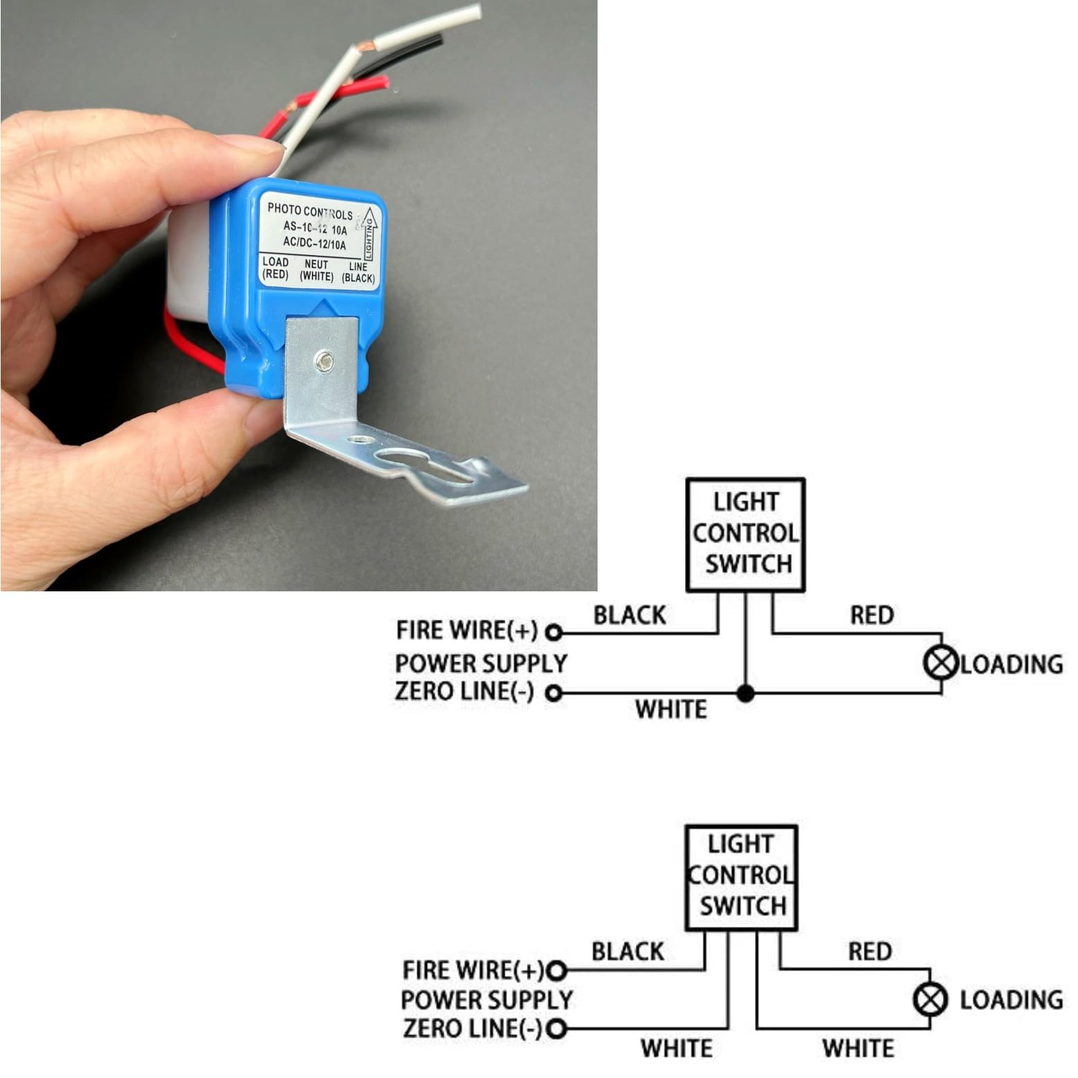 JZK Set of 2 AC/DC12V 10A Automatic Photocell Light Switches - Auto On/Off Light Sensor Switch, Blue - Image 3