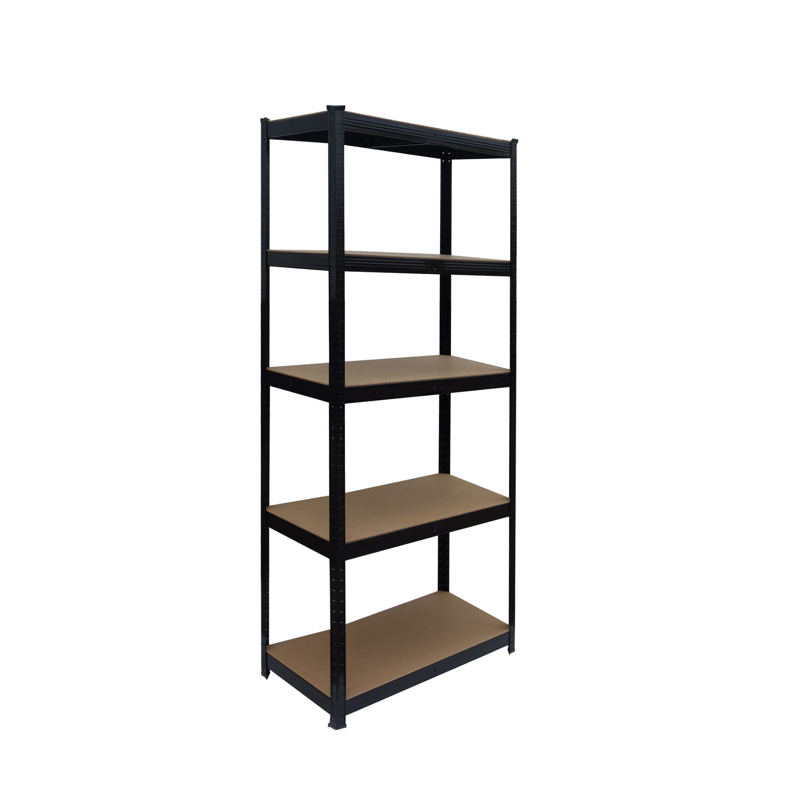 Relaxdays Schwerlastregal, HxBxT: 150 x 75 x 30 cm, 875 kg, 5 Ebenen, Lagerregal Keller, zum Stecken, schwarz/braun