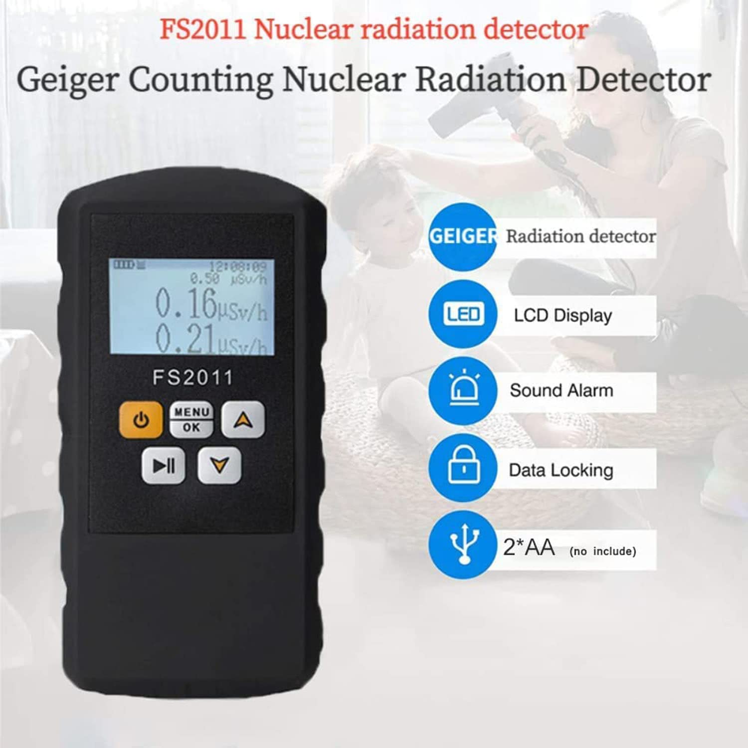 Detector de radiación nuclear profesional: dispositivo de alarma de dosificación de contador Geiger con pantalla LCD, detector de radiación personal, monitor de dosímetro portátil