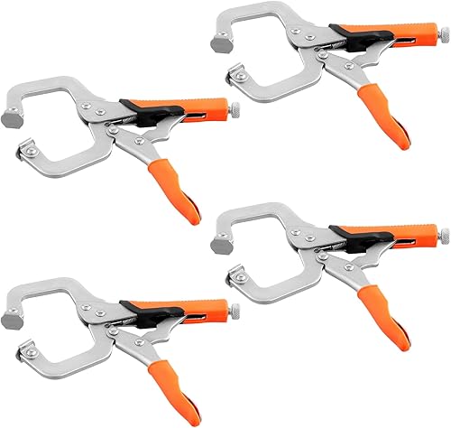 SEUNMUK 4 alicates de bloqueo de abrazadera C de 6 pulgadas, abrazadera C de bloqueo de metal, abrazaderas faciales para carpintería, mantenimiento