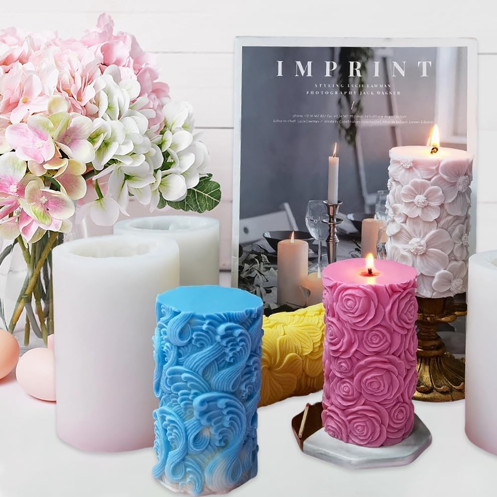 Set 6 Stampi Per Candele In Silicone Fai Da Te | 3D Con Accessori | Per Saponi E Decorazioni