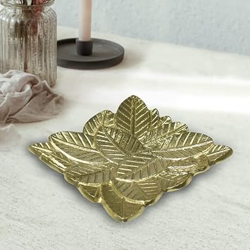 BBH Homes Handmade Gold Novelty Shaped Aluminium Tray 6.88 x 6.88 x 0.78 AMBBVK043AB2020