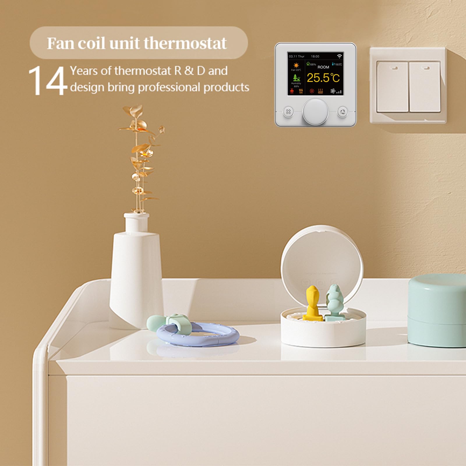 Smart Wifi Manopola Termostato A Colori Aria Condizionata con 2 tubi, Funziona con Alexa Google Home, 95~240 V CA