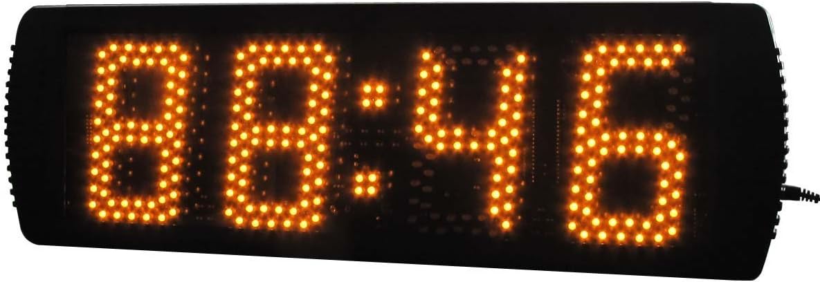 AZOOU Large 5-inch 4 Digits LED Race Timing Clock Countdwon or Up Timer 12/24 Hours Minutes Clock Yellow Color