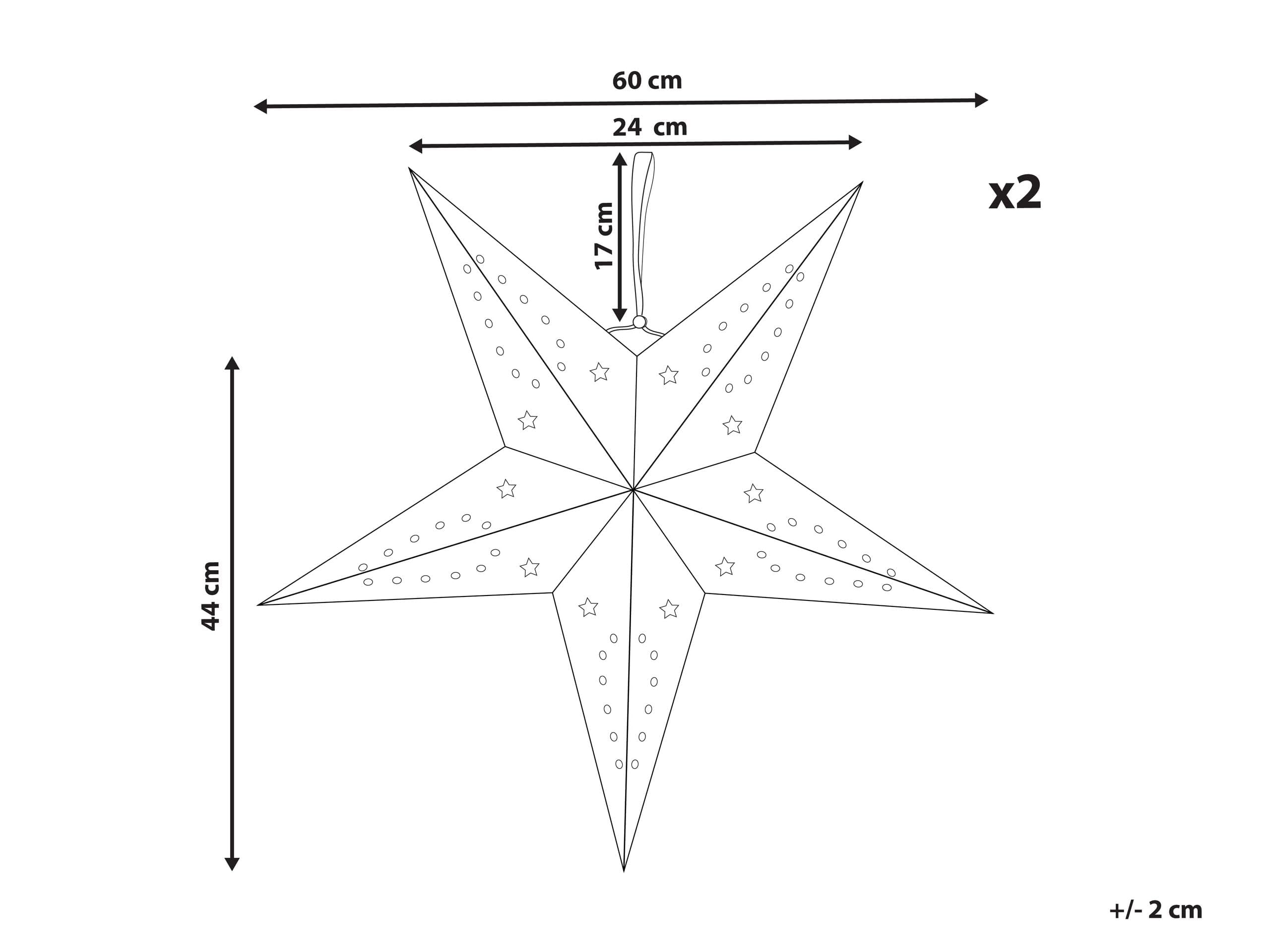 Lot de 2 Étoiles LED en Papier Brillant pour Décoration de Noël 60 cm Vert Motti