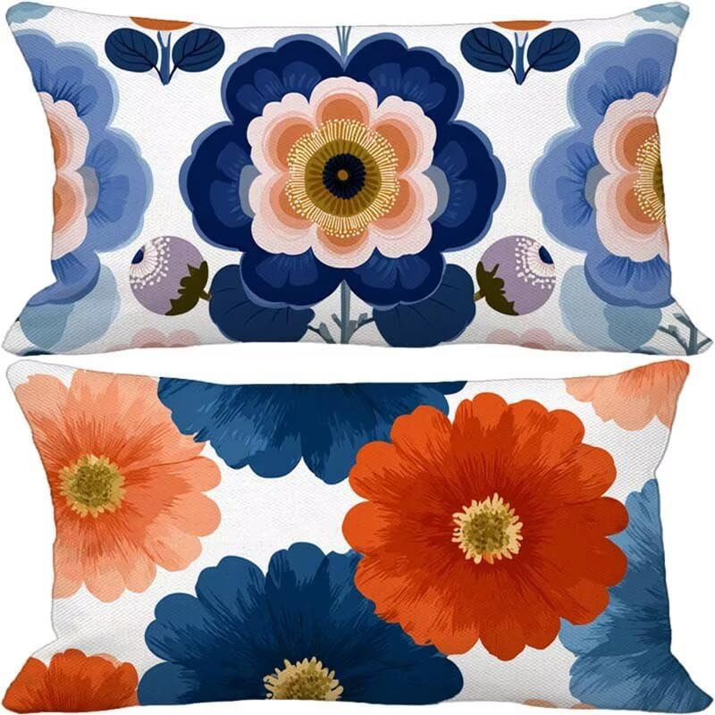 Housses de coussin 50 x 70 bleu waterproof fini les oreillers mouilles au jardin