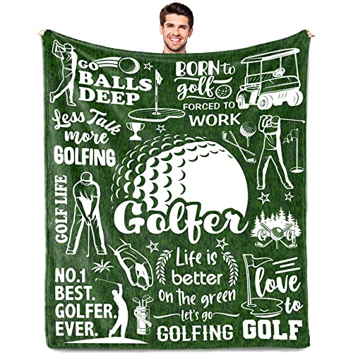 Nuritus Golf Gifts for Men Golfing Gift for Him Birthday Thanksgiving Day Golfing Presents Golfer Present for Sport Lover Blanket Gift 50x60
