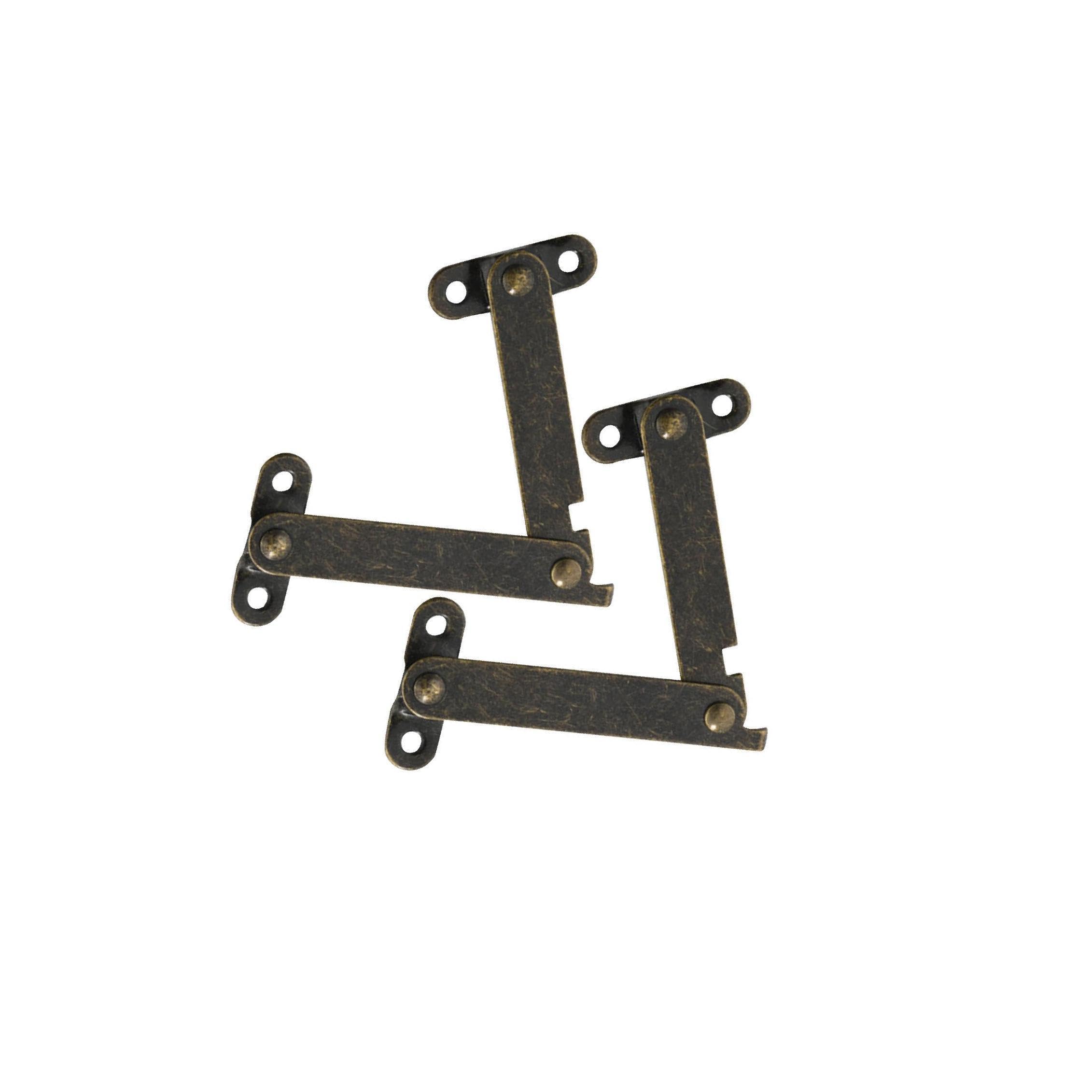 Pixzcsa Bronze Color Cupboard Lift Up Strut Hinges For Chest Lids Prevent Slamming Shut Support Brackets Heavy Duty Folding Lid Stay Hinge Lift Up Strut Cabinet Door Lid, 114X31mm