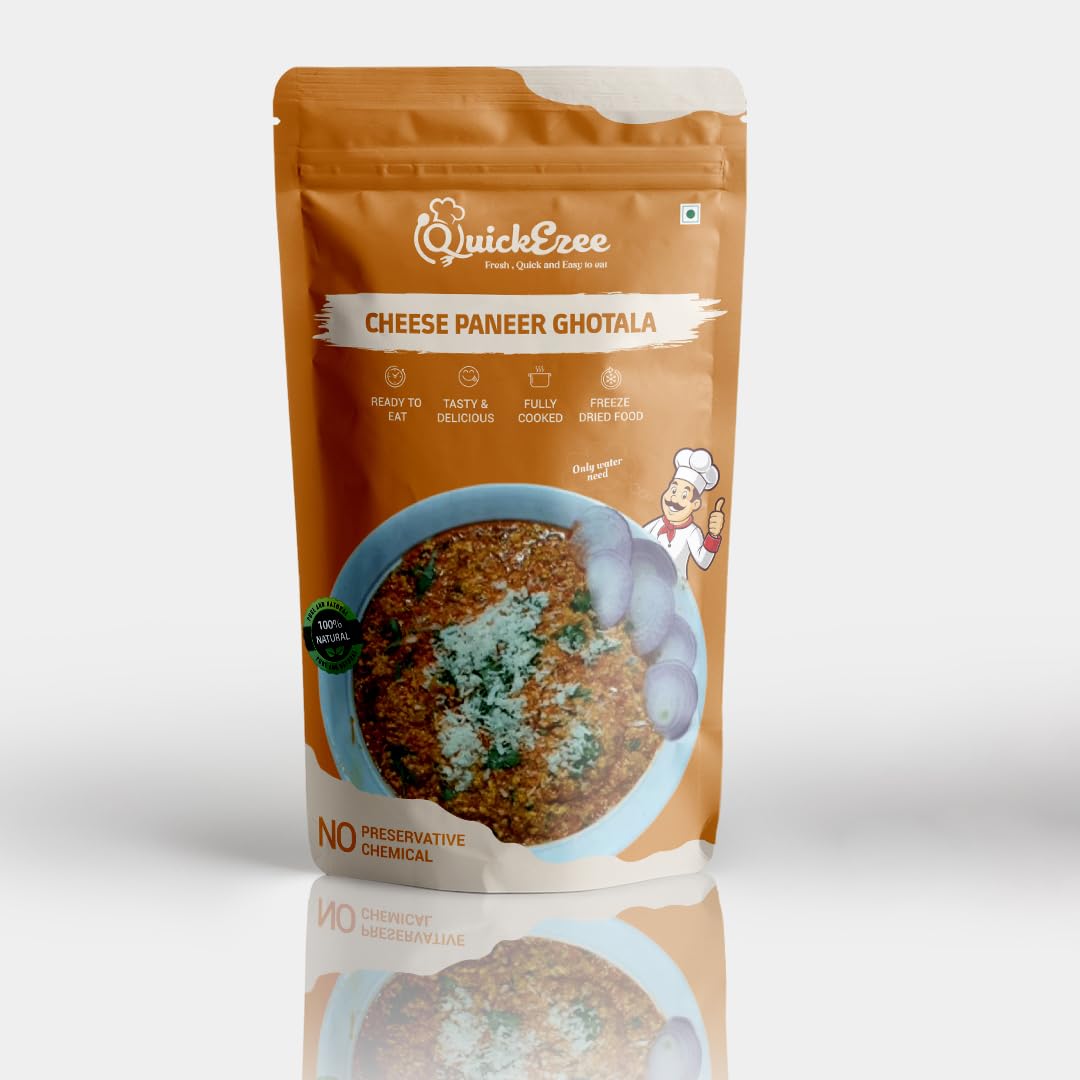 Cheese Paneer Ghotala (Cooked) | After Cooking Yields 240gm | Authentic Vegetarian Meal | Single Serving | 100% Natural | No Preservatives | No Chemicals | Freeze Dried Food |