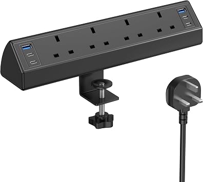 Jgstkcity Desk Clamp Power Socket, 40W Total USB-C Fast Charging, Black
