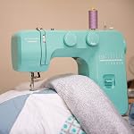 Janome Arctic Crystal Easy-to-Use Sewing Machine with Interior Metal Frame, Bobbin Diagram, Tutorial Videos, Made with Beginners in Mind!, Turquiose