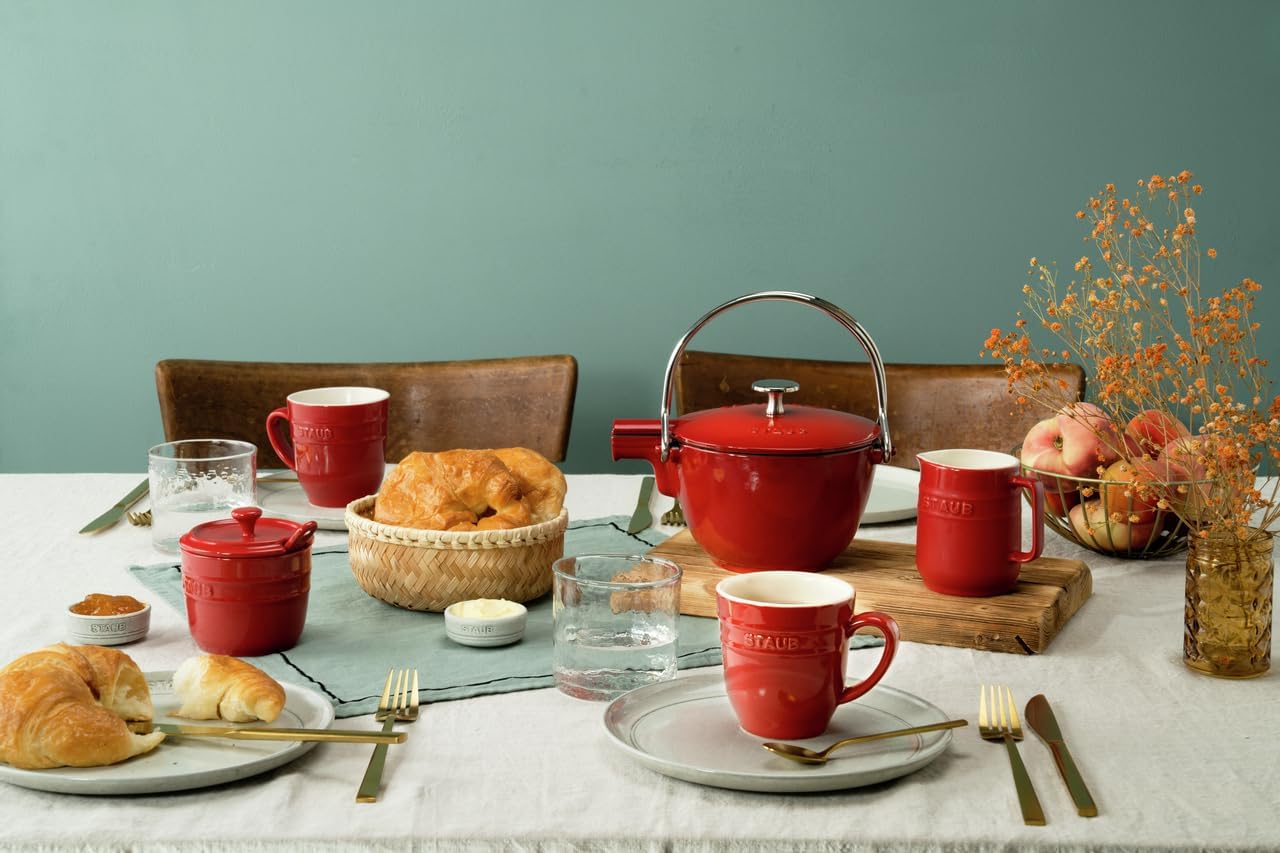 STAUB Cast Iron Tea Pot, Cherry, 16.5 cm