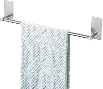 Songtec Bathroom Towel Bar 16-inch, No Drill Stick On Towel Rack, Easy Install with Self-Adhesive, Premium SUS304 Stainless Steel - Brushed Nickle