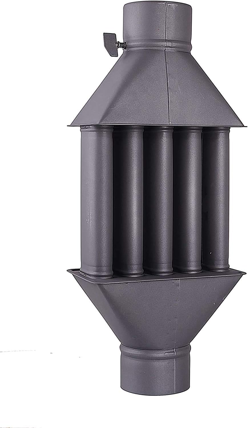 Diplomat Heat exchanger/hot air exchanger, exhaust gas cooler, black, diameter 130 mm, 5 pipes with damper