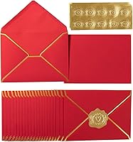 Vista 18 de Paquete de 100 sobres A7 de 5 x 7 sobres de tarjetas con solapa en V con borde dorado para oficina, tarjetas de regalo de boda, invitaciones
