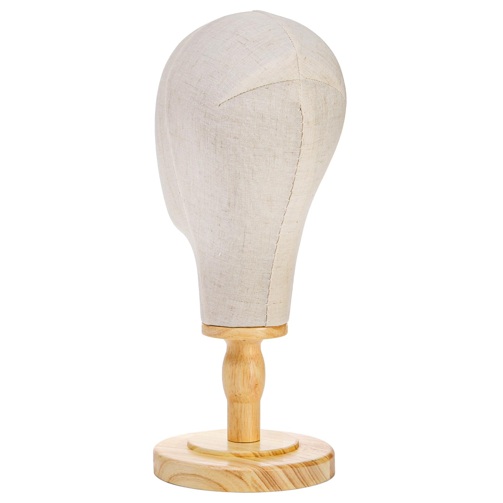 Peohud 21 Inch Mannequin Head, Canvas Wig Head Stand with Detachable Wood Stand - Image 4